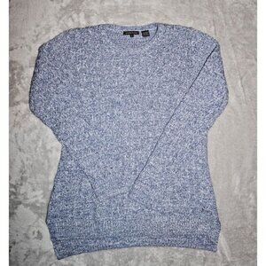 Jeanne Pierre Crew Neck Cable Knit Pullover Sweater, Women M, Blue Long Sleeve